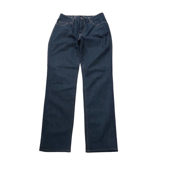 Calvin Klein Jeans Skinny Mid Rise Women size 6 Dark Blue Inseam 30 Straight Leg - Picture 1 of 8